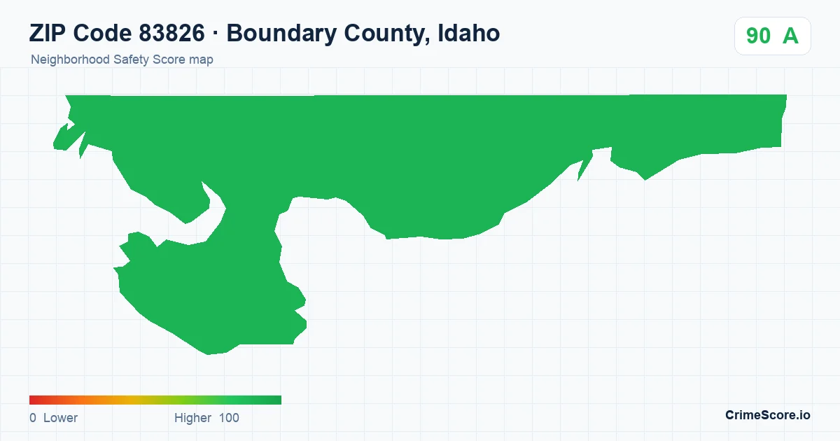 ZIP Code 83826 in Boundary County, Idaho neighborhood Safety Score map