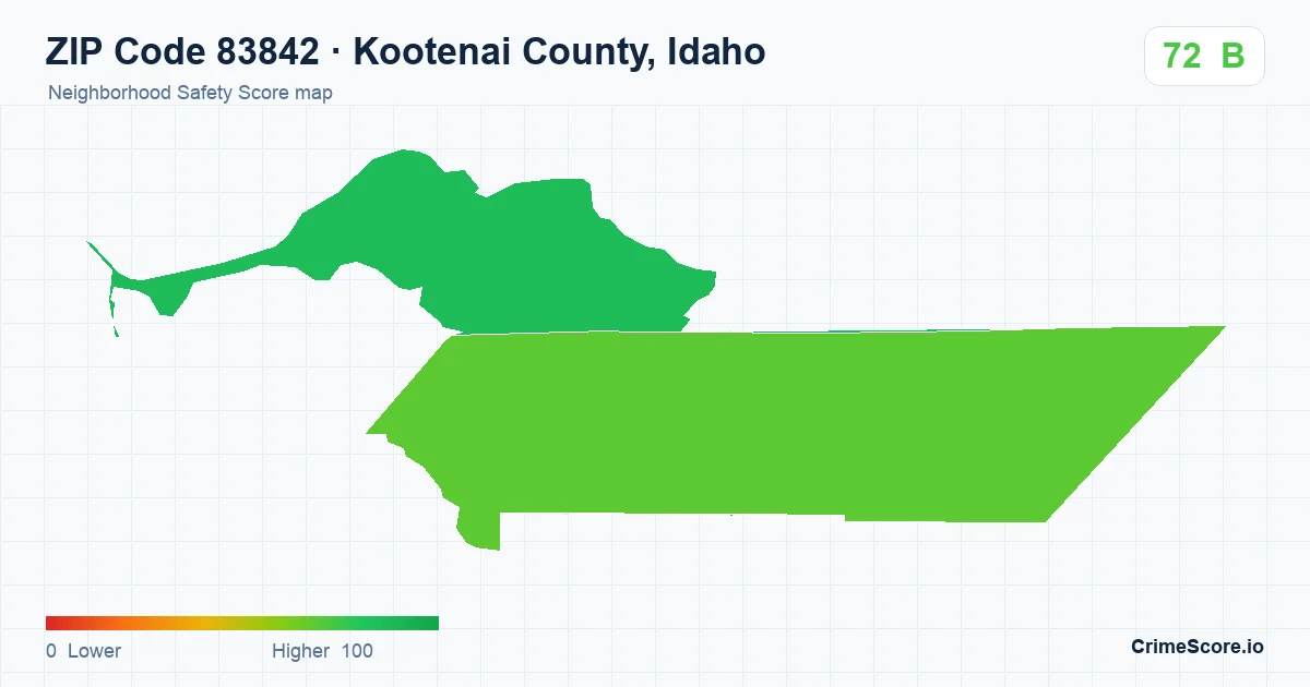 ZIP Code 83842 in Kootenai County, Idaho neighborhood Safety Score map