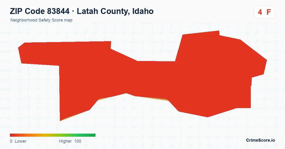 ZIP Code 83844 in Latah County, Idaho neighborhood Safety Score map