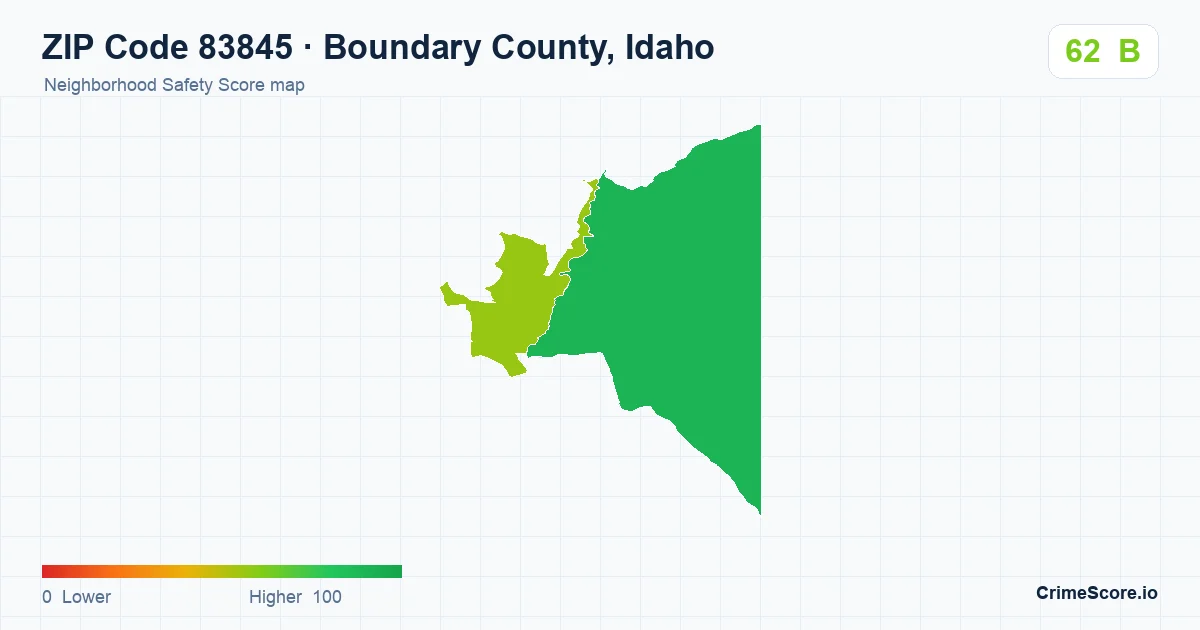 ZIP Code 83845 in Boundary County, Idaho neighborhood Safety Score map