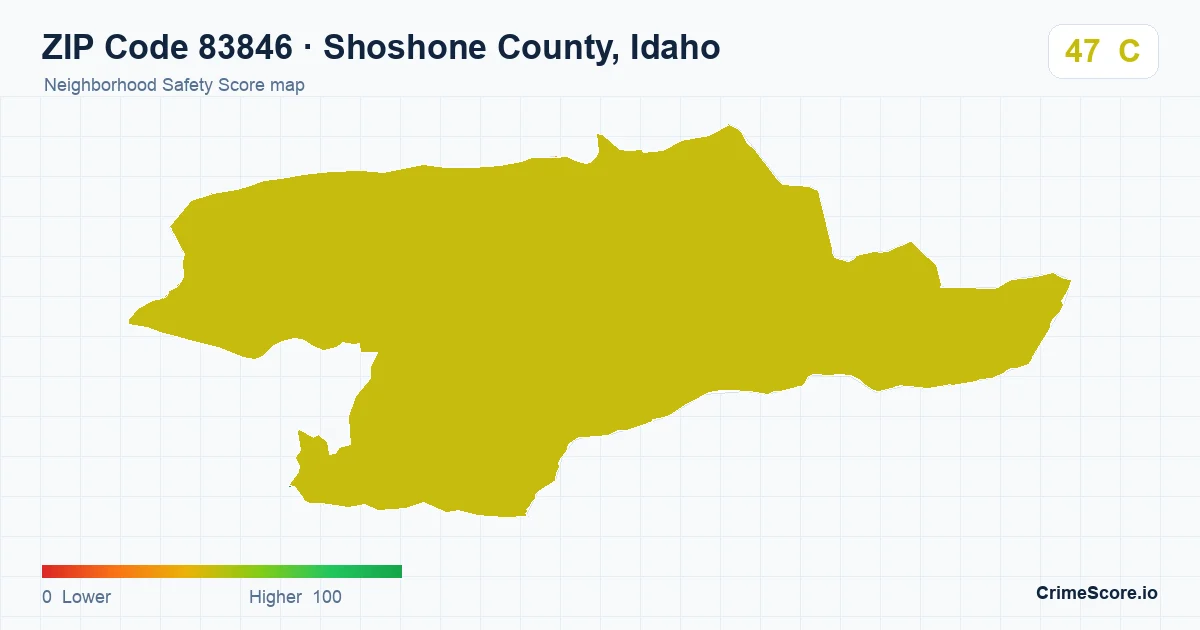 ZIP Code 83846 in Shoshone County, Idaho neighborhood Safety Score map