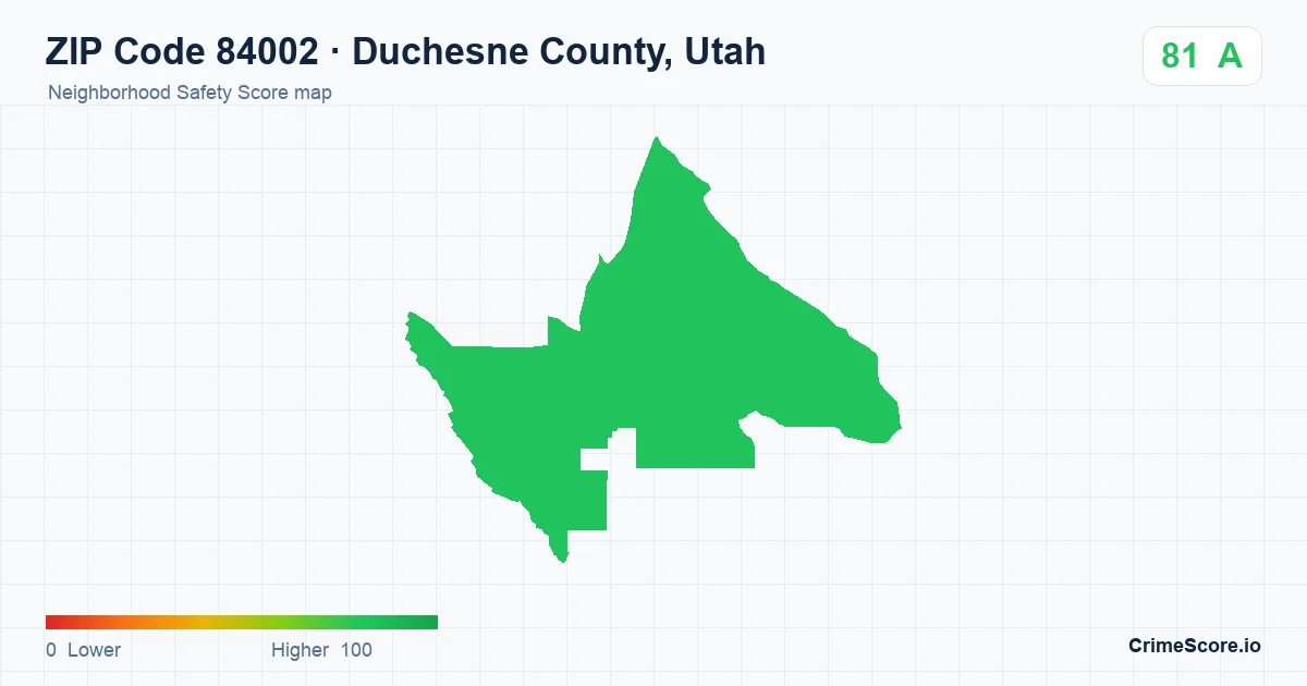 ZIP Code 84002 in Duchesne County, Utah neighborhood Safety Score map