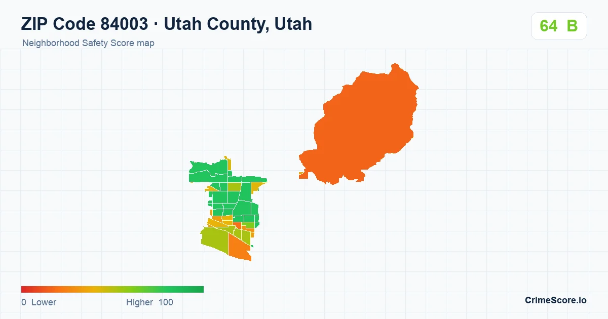 ZIP Code 84003 in Utah County, Utah neighborhood Safety Score map
