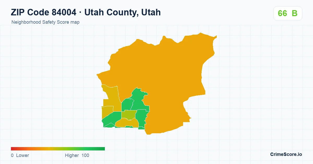 ZIP Code 84004 in Utah County, Utah neighborhood Safety Score map
