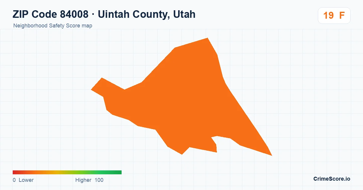 ZIP Code 84008 in Uintah County, Utah neighborhood Safety Score map