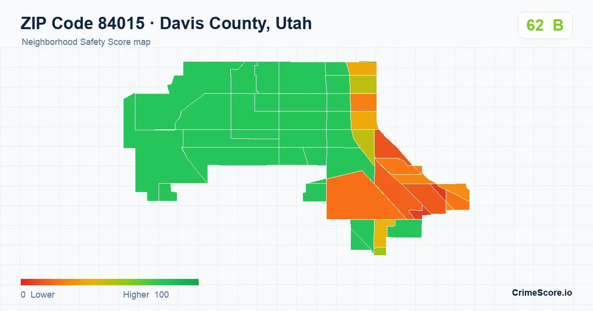 ZIP Code 84015 in Davis County, Utah neighborhood Safety Score map