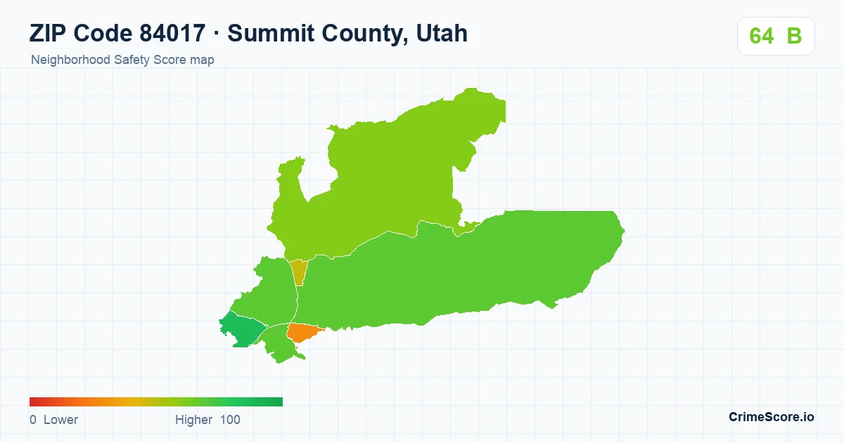 ZIP Code 84017 in Summit County, Utah neighborhood Safety Score map