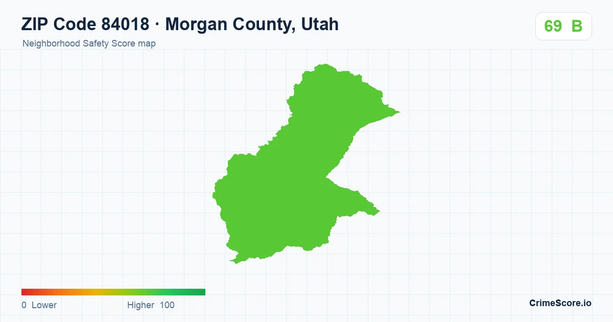 ZIP Code 84018 in Morgan County, Utah neighborhood Safety Score map
