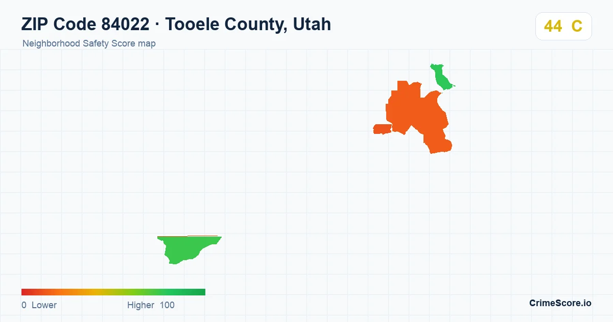 ZIP Code 84022 in Tooele County, Utah neighborhood Safety Score map