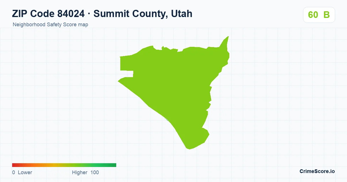 ZIP Code 84024 in Summit County, Utah neighborhood Safety Score map