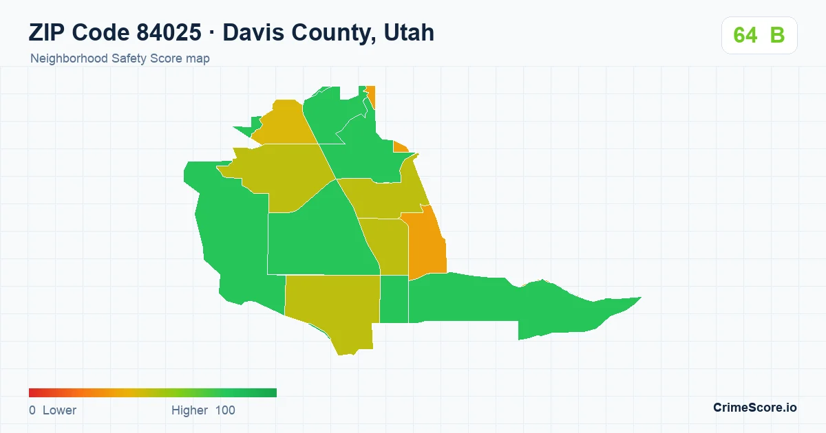 ZIP Code 84025 in Davis County, Utah neighborhood Safety Score map