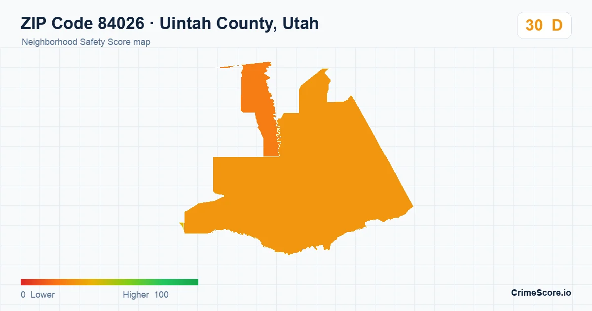 ZIP Code 84026 in Uintah County, Utah neighborhood Safety Score map