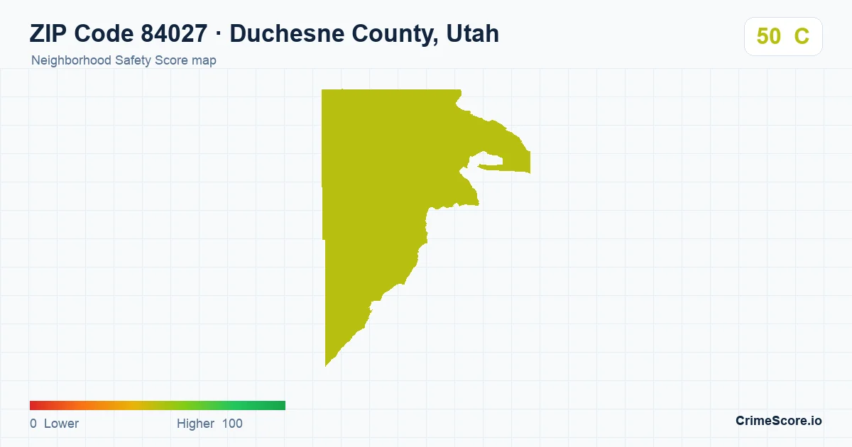 ZIP Code 84027 in Duchesne County, Utah neighborhood Safety Score map