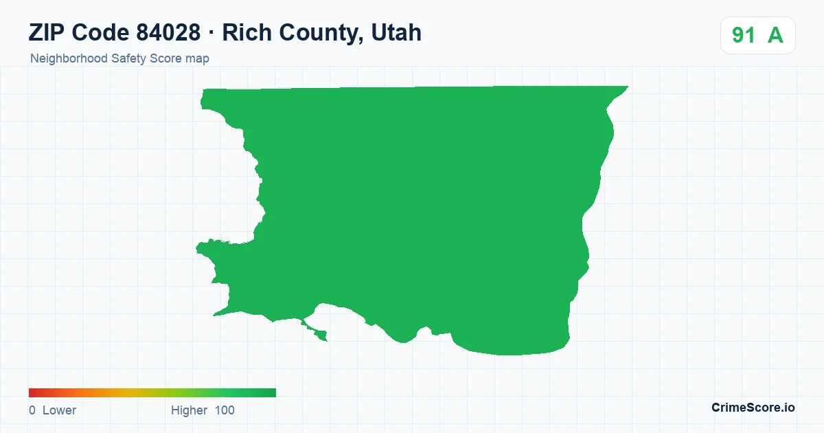 ZIP Code 84028 in Rich County, Utah neighborhood Safety Score map