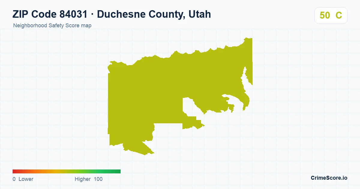 ZIP Code 84031 in Duchesne County, Utah neighborhood Safety Score map