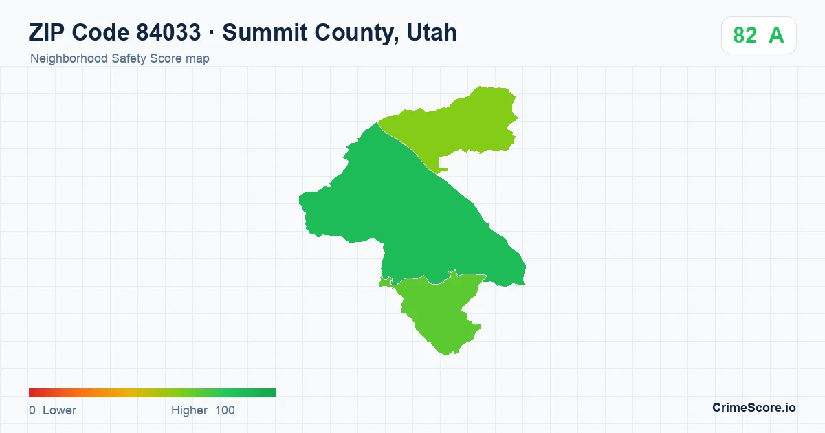 ZIP Code 84033 in Summit County, Utah neighborhood Safety Score map