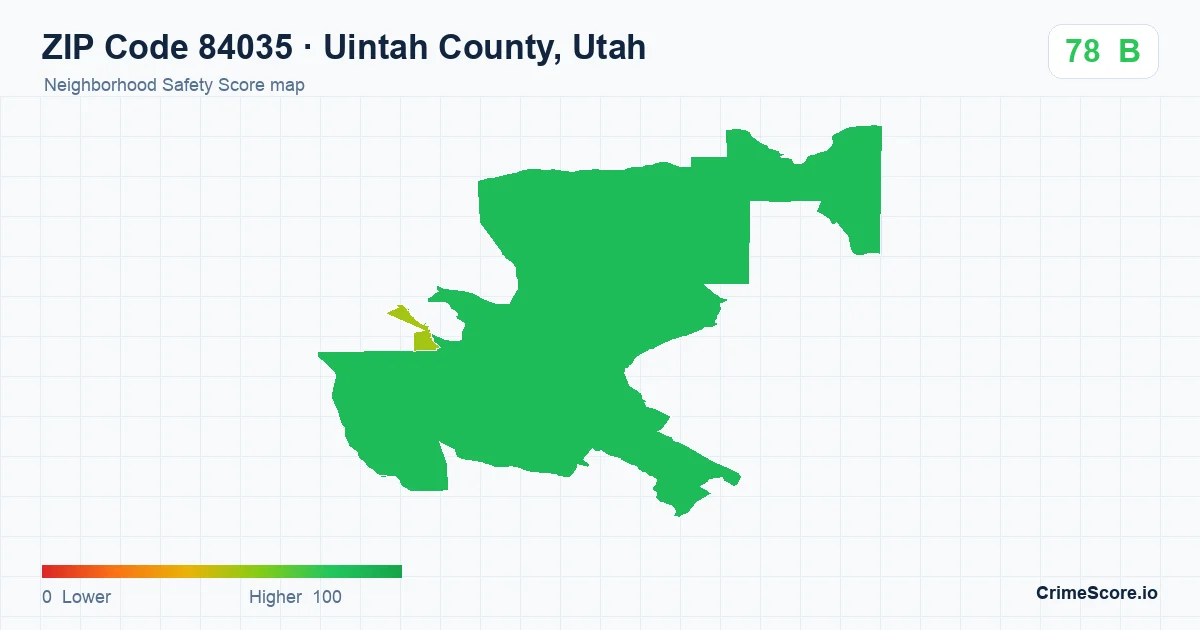 ZIP Code 84035 in Uintah County, Utah neighborhood Safety Score map