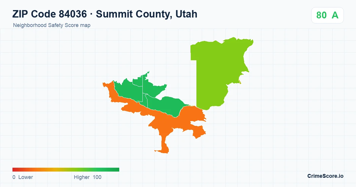 ZIP Code 84036 in Summit County, Utah neighborhood Safety Score map