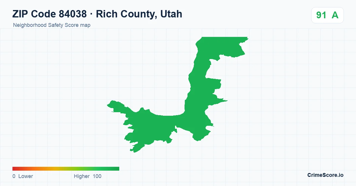 ZIP Code 84038 in Rich County, Utah neighborhood Safety Score map