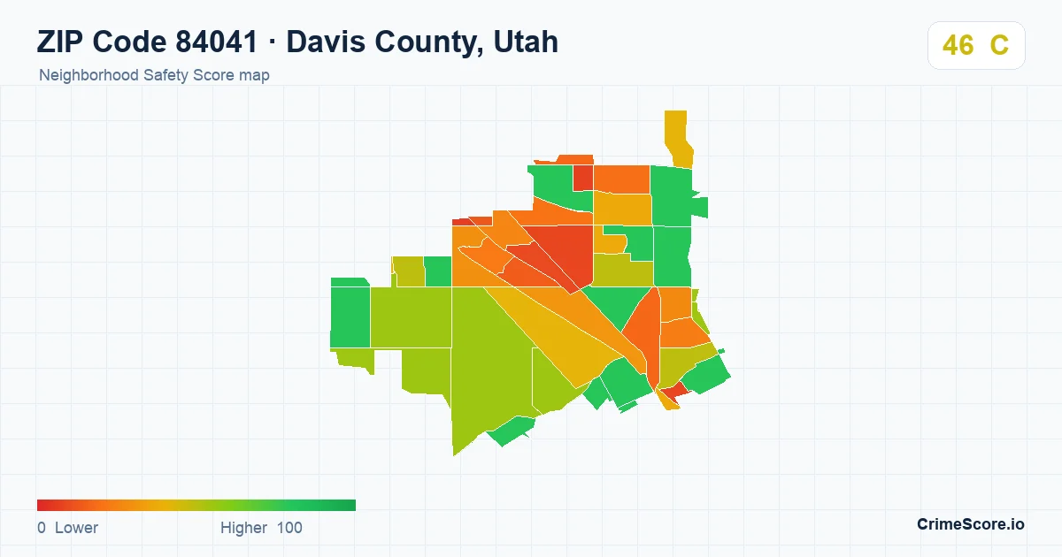 ZIP Code 84041 in Davis County, Utah neighborhood Safety Score map