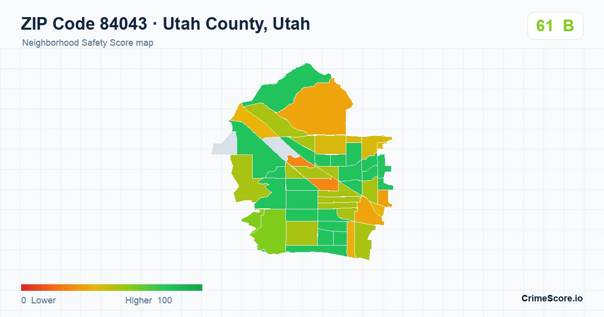 ZIP Code 84043 in Utah County, Utah neighborhood Safety Score map
