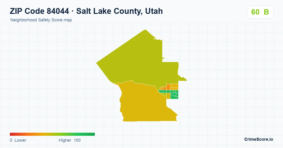 ZIP Code 84044 in Salt Lake County, Utah neighborhood Safety Score map