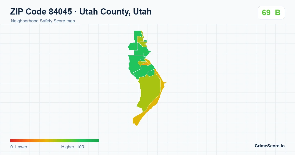 ZIP Code 84045 in Utah County, Utah neighborhood Safety Score map