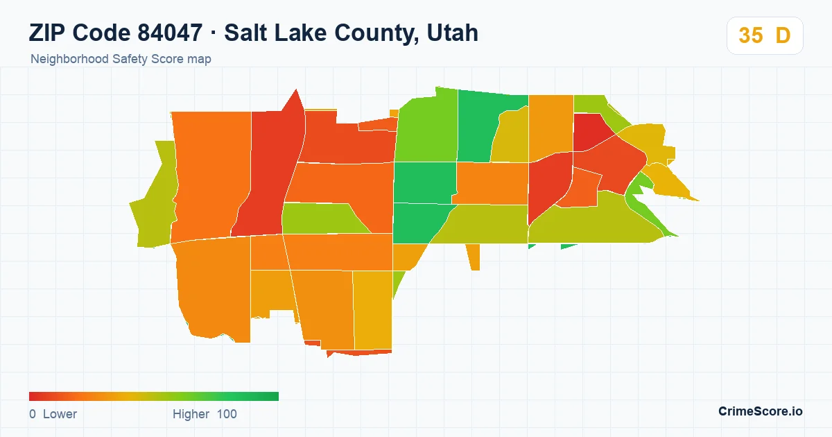 ZIP Code 84047 in Salt Lake County, Utah neighborhood Safety Score map
