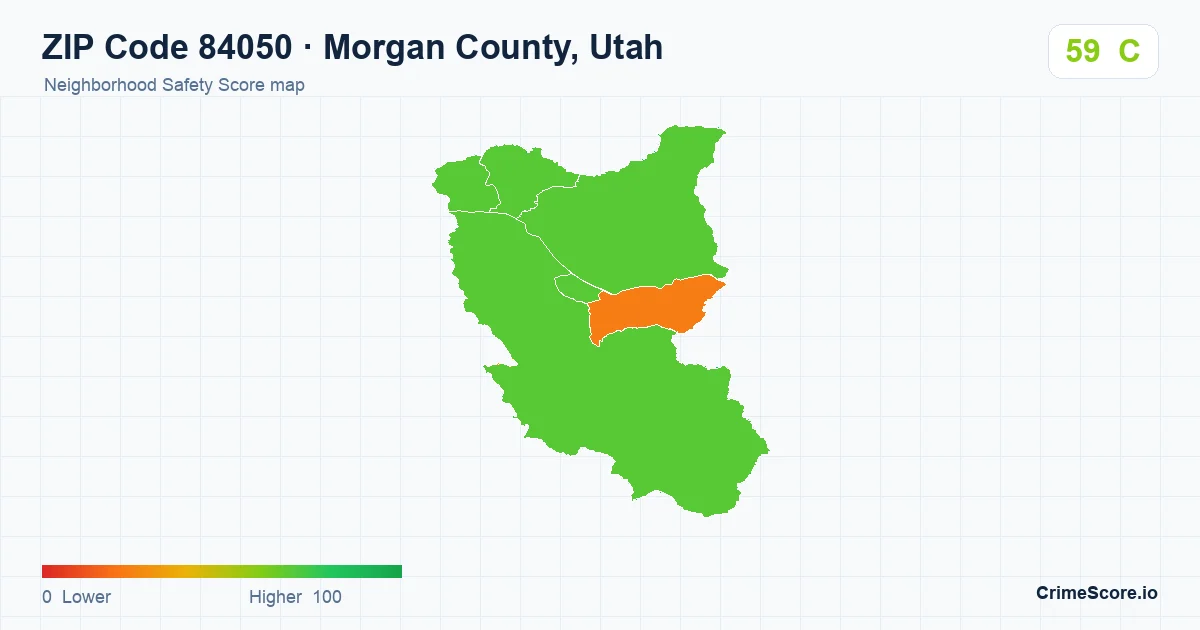 ZIP Code 84050 in Morgan County, Utah neighborhood Safety Score map