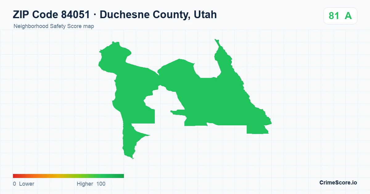 ZIP Code 84051 in Duchesne County, Utah neighborhood Safety Score map