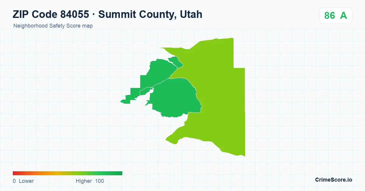 ZIP Code 84055 in Summit County, Utah neighborhood Safety Score map