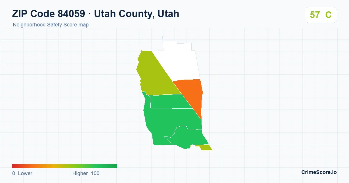 ZIP Code 84059 in Utah County, Utah neighborhood Safety Score map