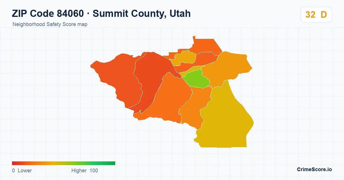 ZIP Code 84060 in Summit County, Utah neighborhood Safety Score map