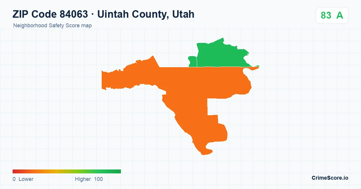 ZIP Code 84063 in Uintah County, Utah neighborhood Safety Score map