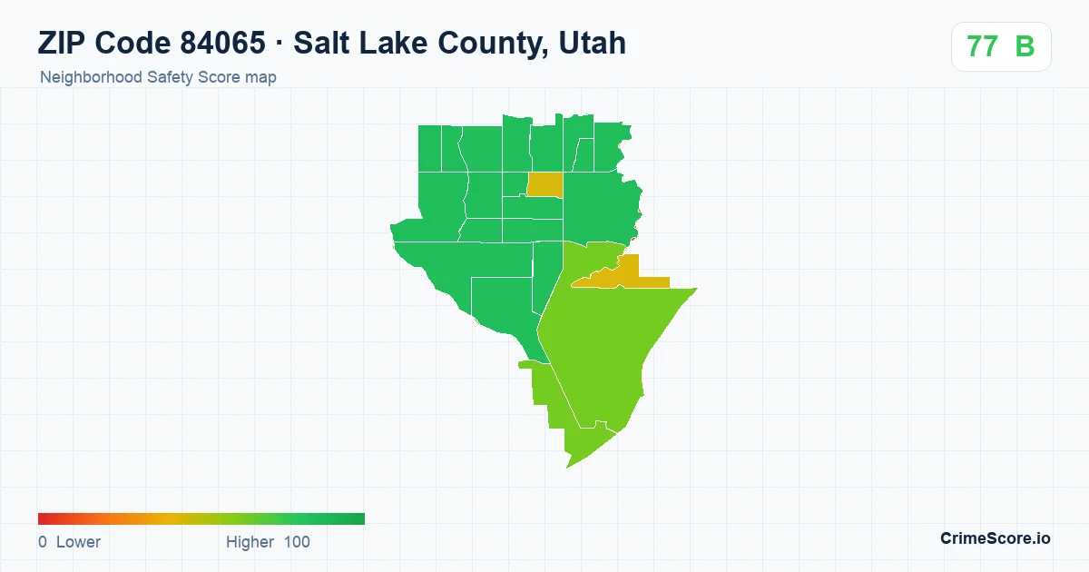 ZIP Code 84065 in Salt Lake County, Utah neighborhood Safety Score map