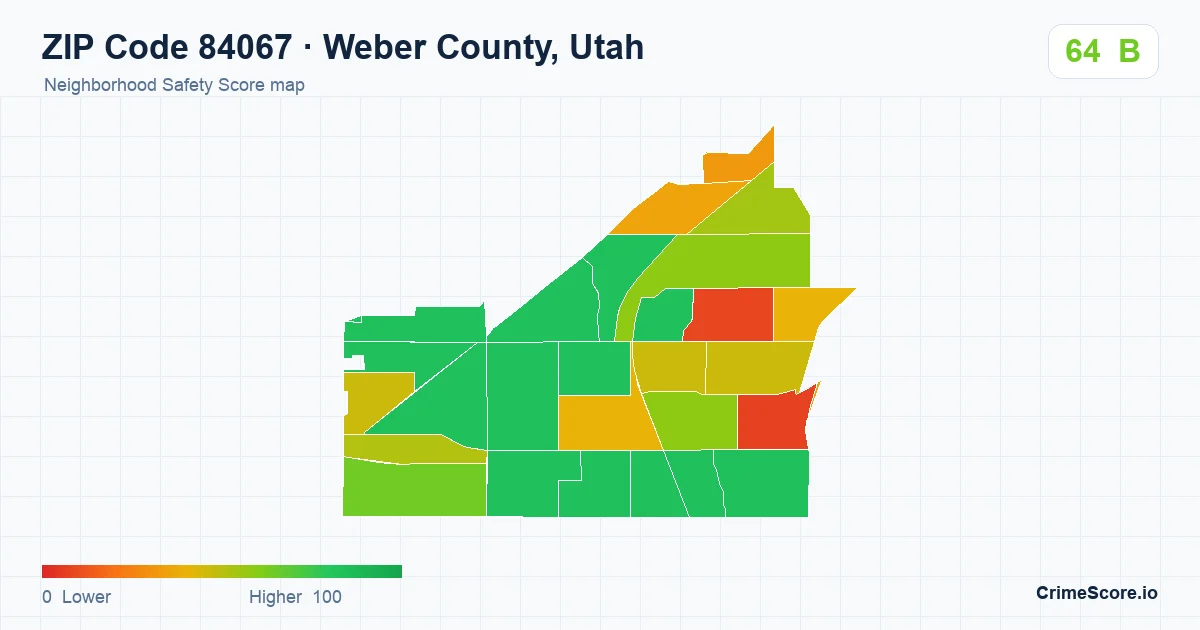 ZIP Code 84067 in Weber County, Utah neighborhood Safety Score map
