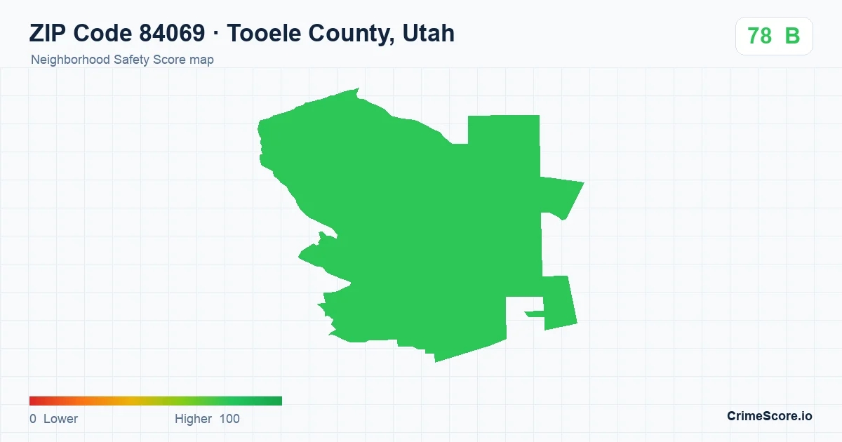 ZIP Code 84069 in Tooele County, Utah neighborhood Safety Score map