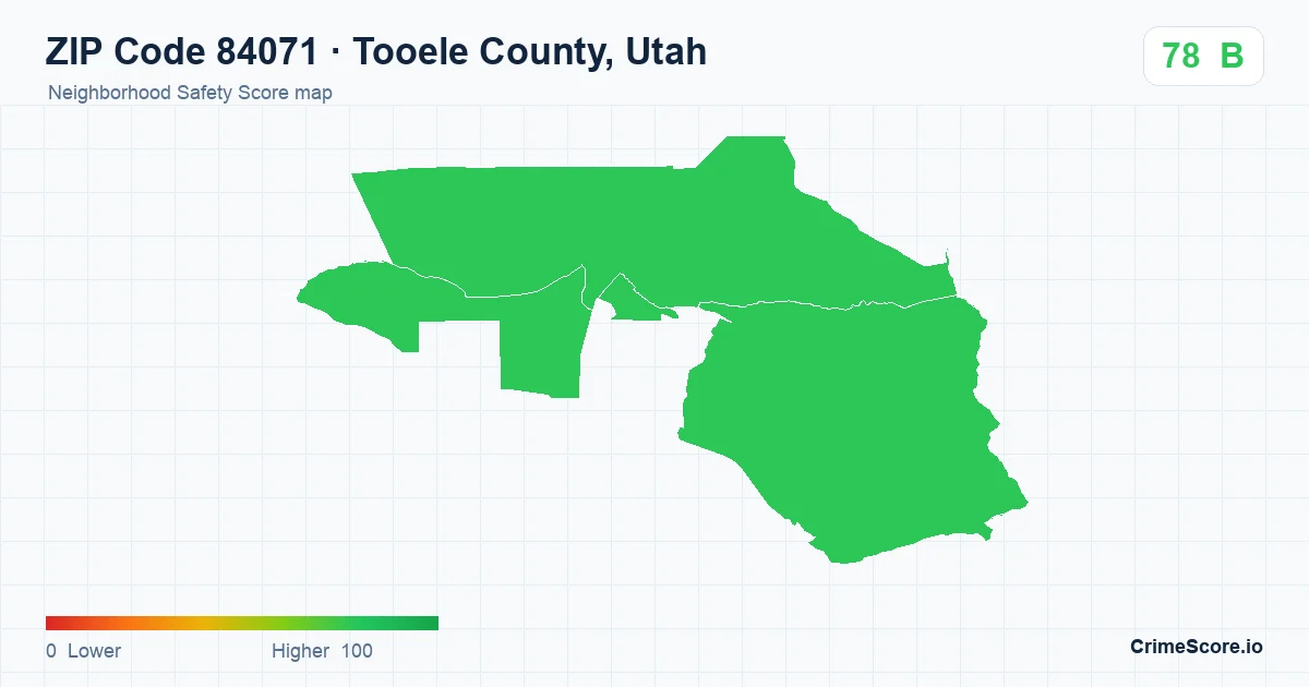 ZIP Code 84071 in Tooele County, Utah neighborhood Safety Score map