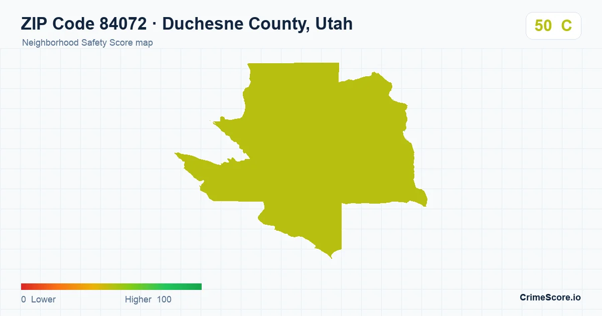 ZIP Code 84072 in Duchesne County, Utah neighborhood Safety Score map