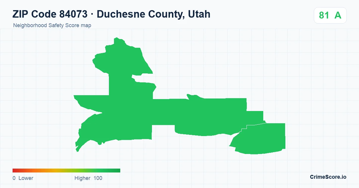 ZIP Code 84073 in Duchesne County, Utah neighborhood Safety Score map