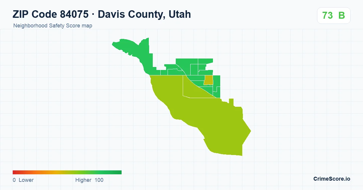 ZIP Code 84075 in Davis County, Utah neighborhood Safety Score map