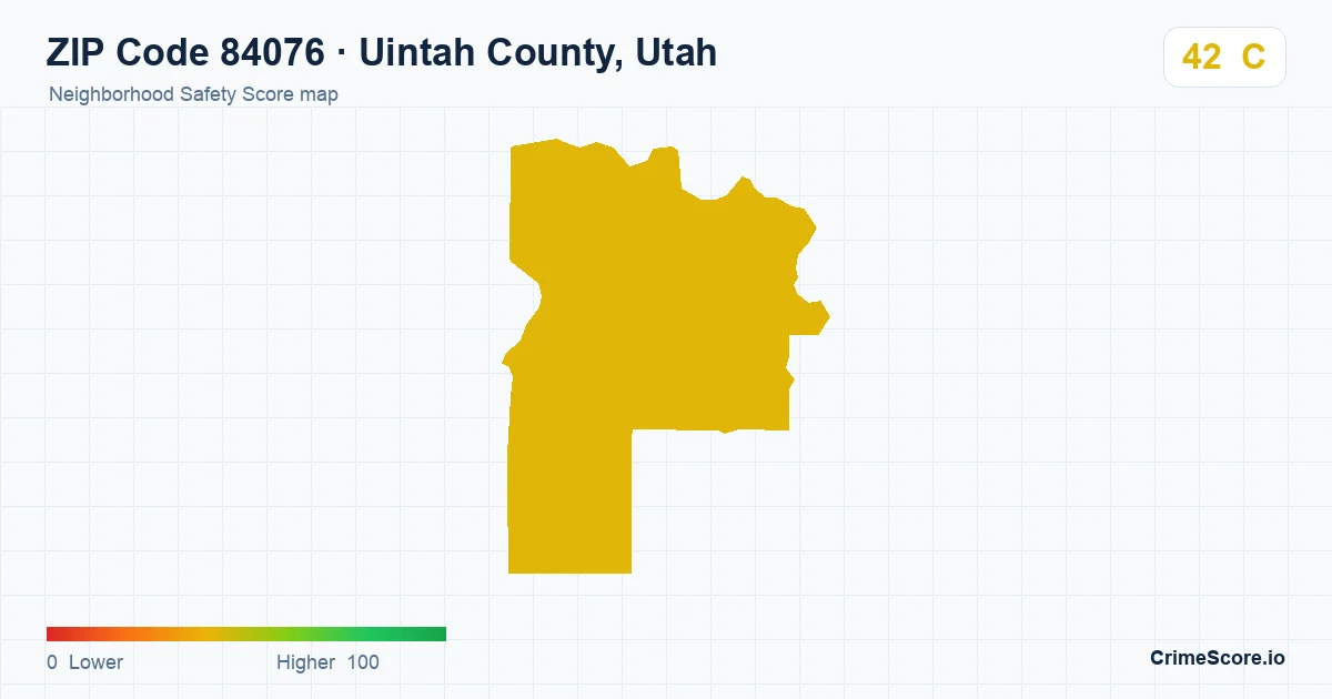 ZIP Code 84076 in Uintah County, Utah neighborhood Safety Score map