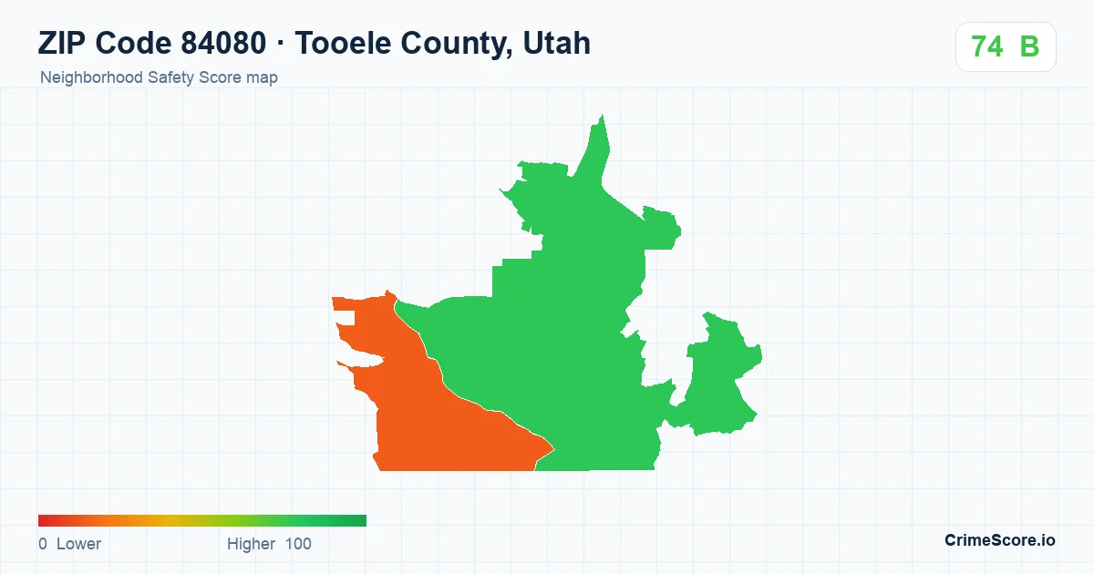 ZIP Code 84080 in Tooele County, Utah neighborhood Safety Score map