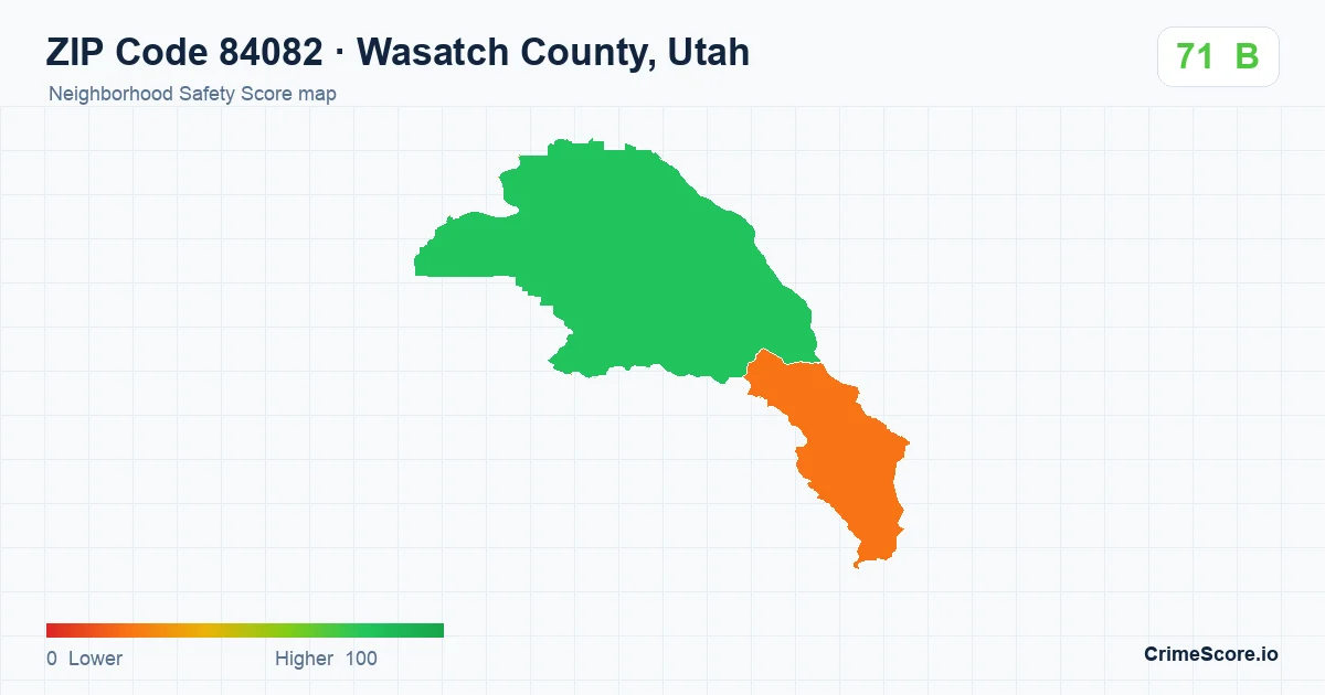 ZIP Code 84082 in Wasatch County, Utah neighborhood Safety Score map