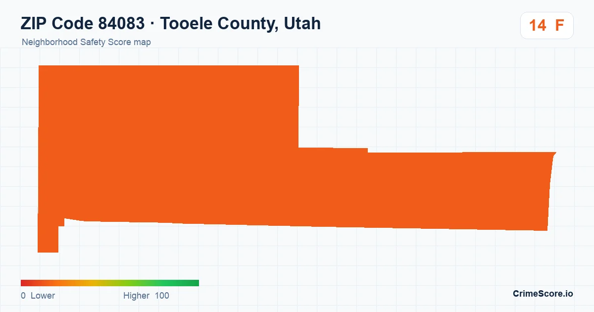 ZIP Code 84083 in Tooele County, Utah neighborhood Safety Score map