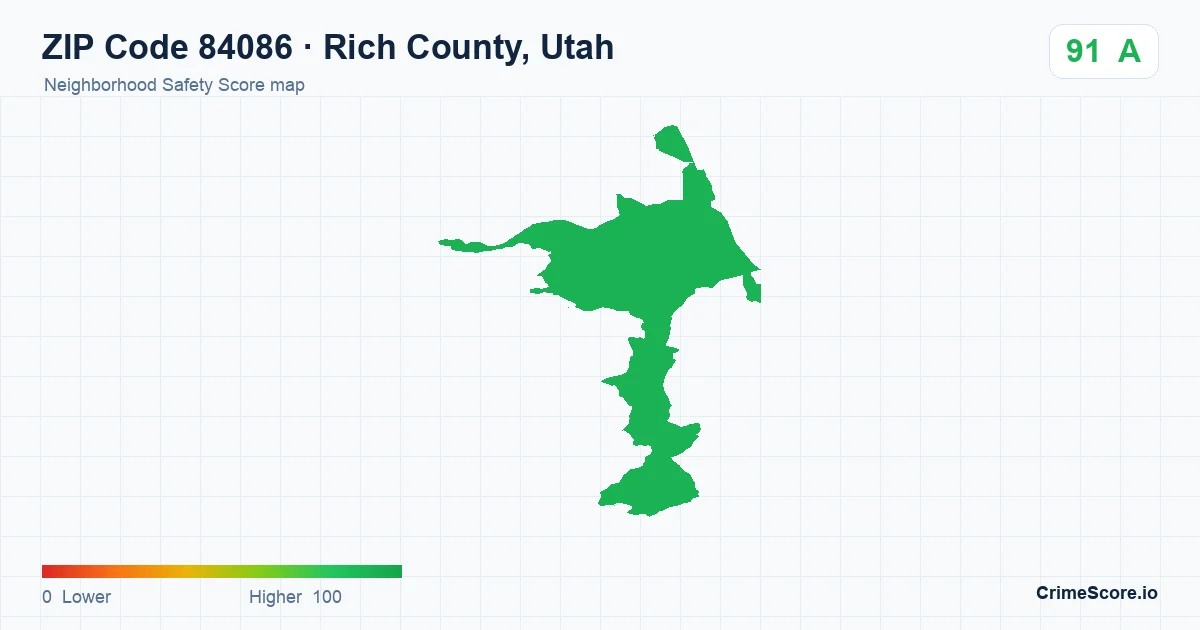 ZIP Code 84086 in Rich County, Utah neighborhood Safety Score map