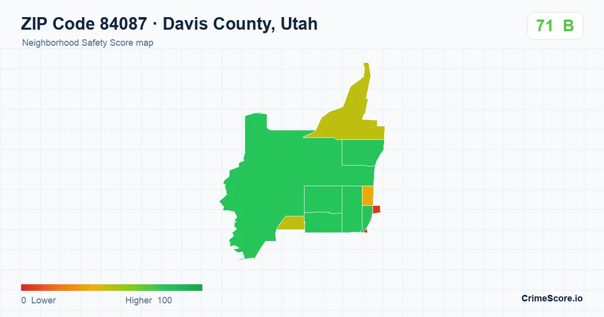 ZIP Code 84087 in Davis County, Utah neighborhood Safety Score map