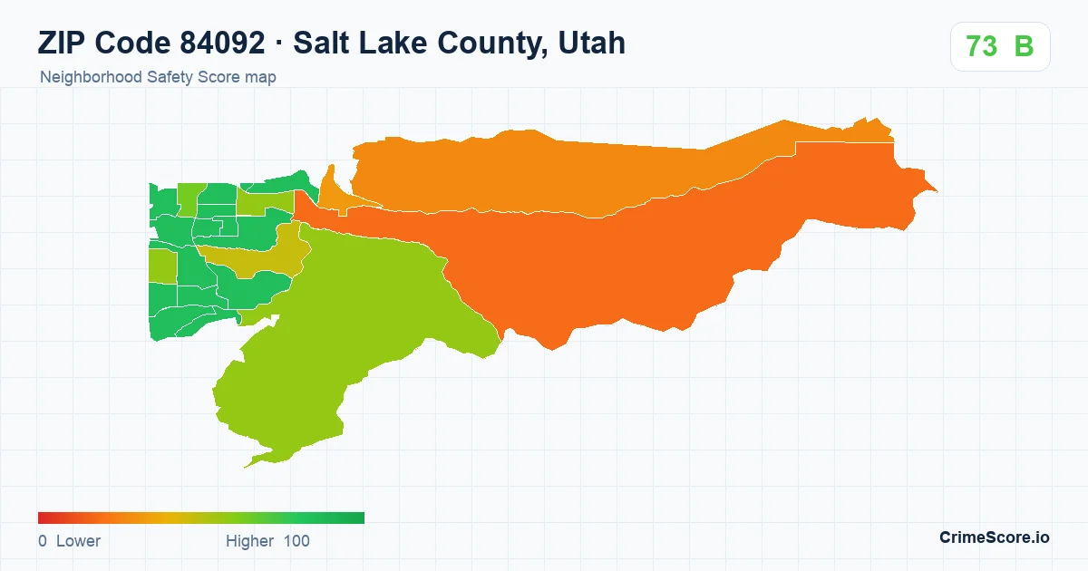 ZIP Code 84092 in Salt Lake County, Utah neighborhood Safety Score map