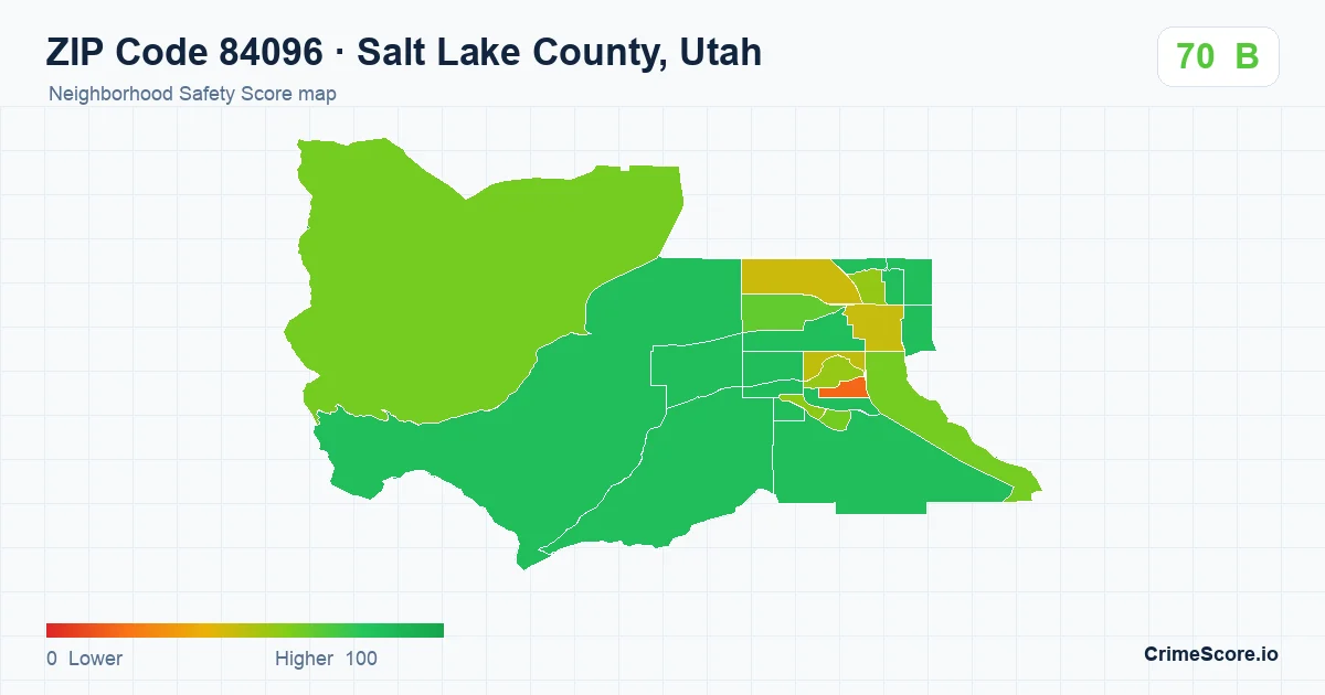 ZIP Code 84096 in Salt Lake County, Utah neighborhood Safety Score map
