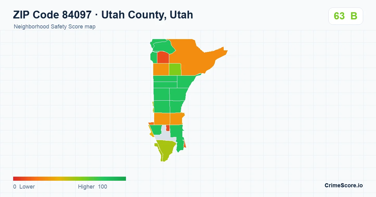 ZIP Code 84097 in Utah County, Utah neighborhood Safety Score map
